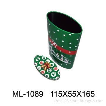 Oval tin box, metal box, tea tin, tea box